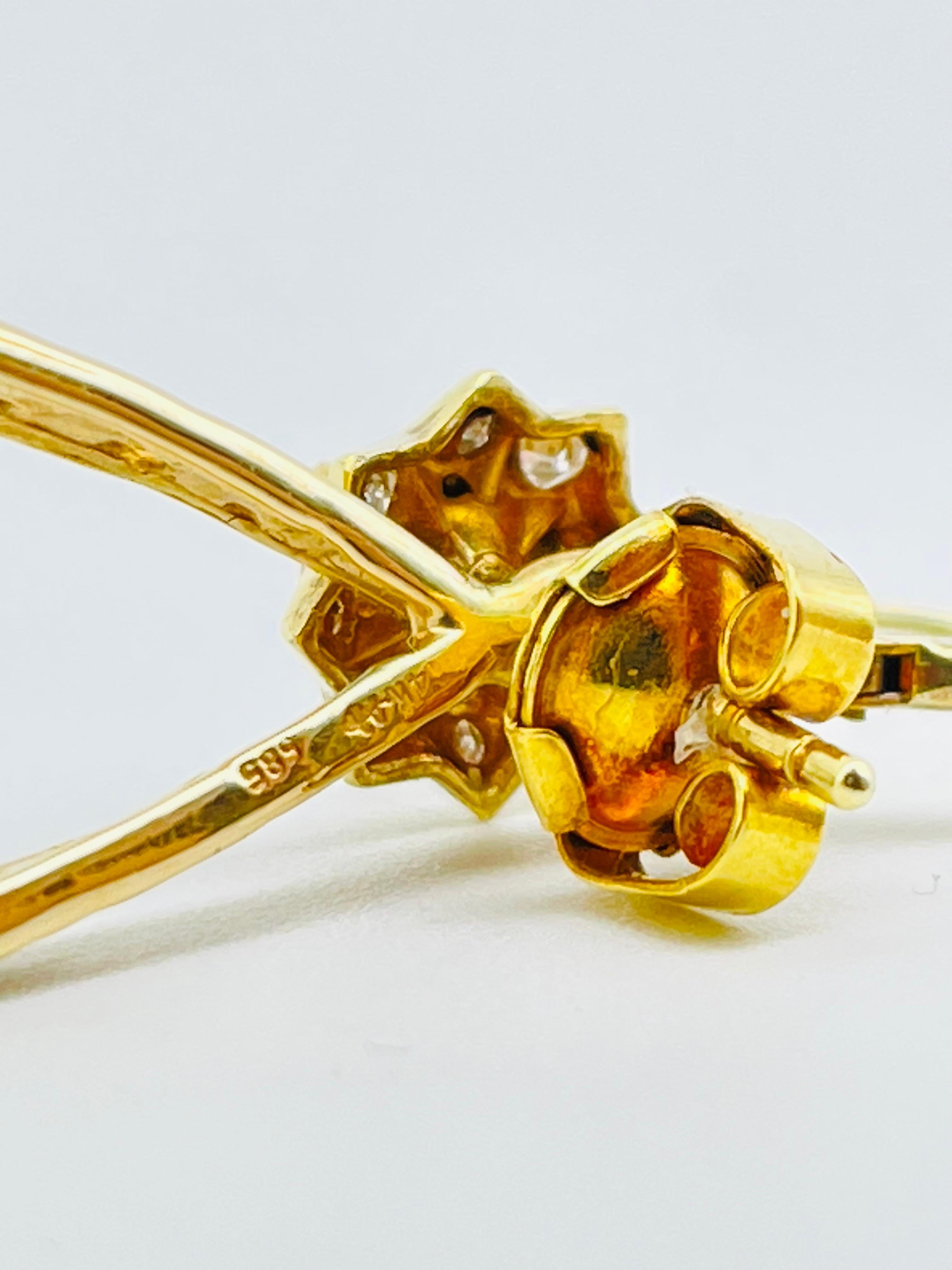 Orecchini con diamante e perla blu in oro 14k in vendita 11