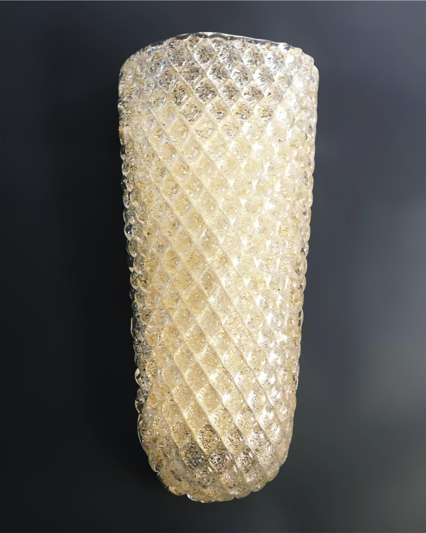 Mid-Century Modern Diamante Amber Graniglia Sconce, 9 Available For Sale