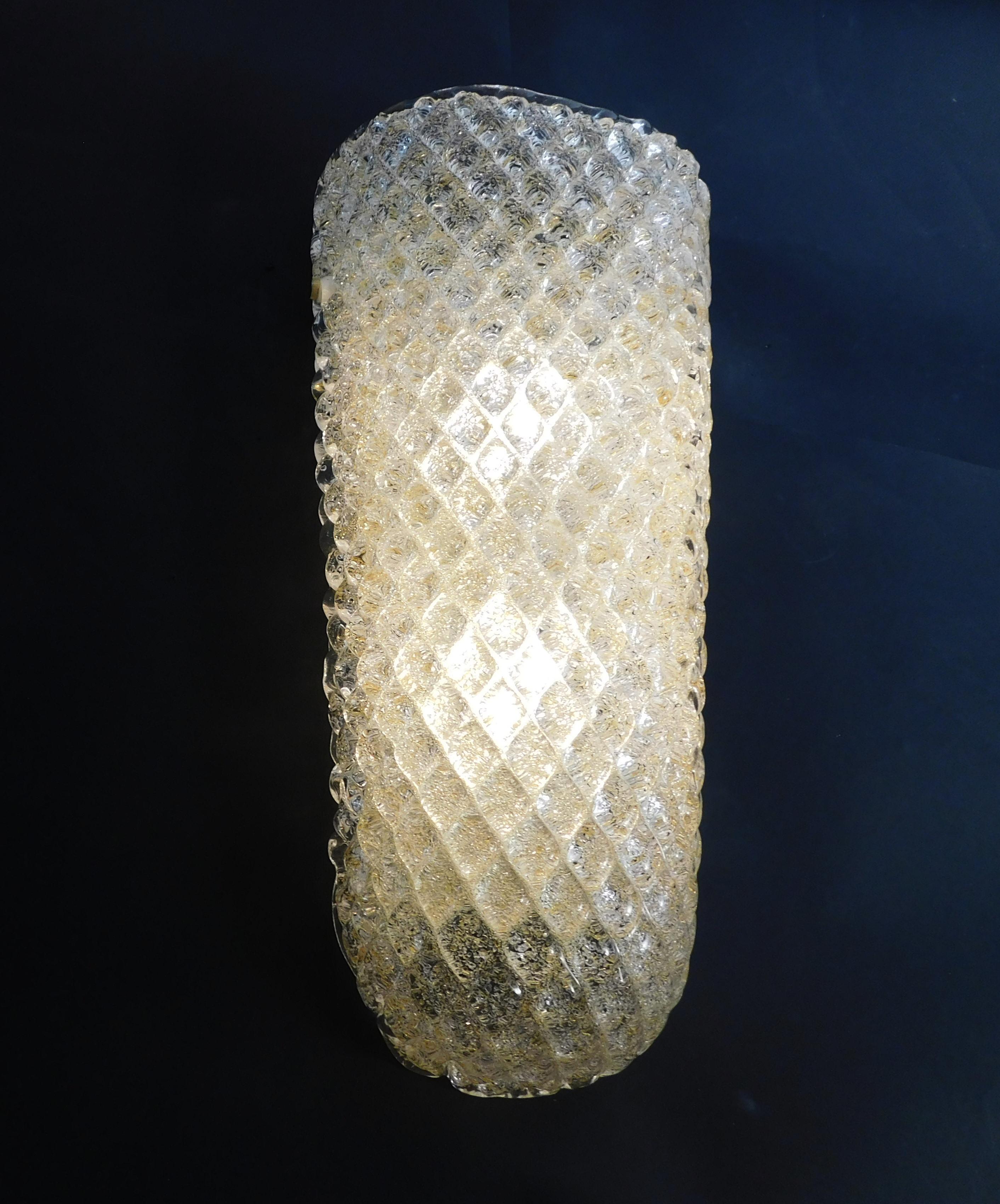 Murano Glass Diamante Amber Graniglia Sconce, 9 Available For Sale