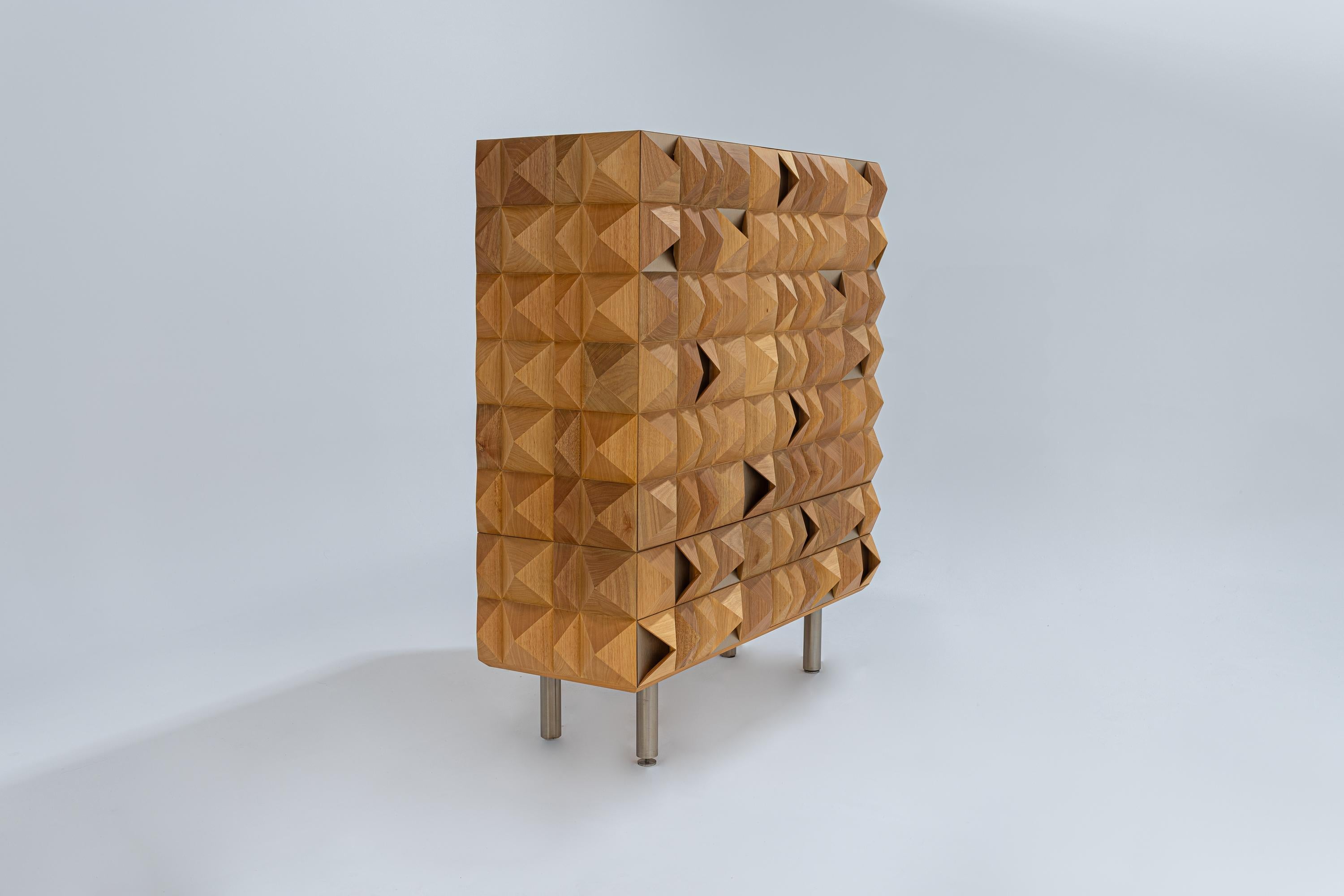 Brazilian Diamante Bar by +55design – Sculptural Solid Wood with Jewel-Like Finish For Sale
