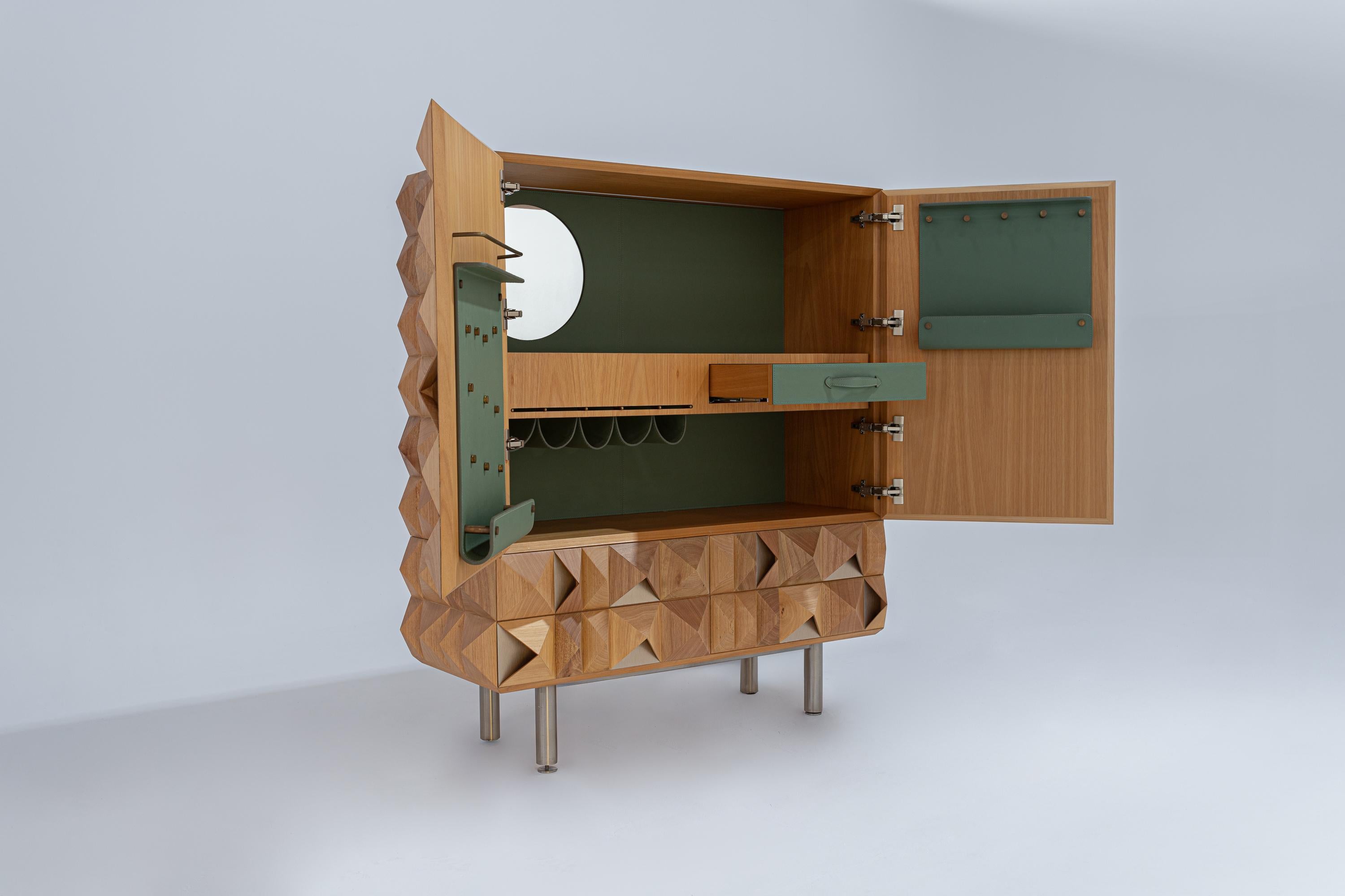 Woodwork Diamante Bar by +55design – Sculptural Solid Wood with Jewel-Like Finish For Sale