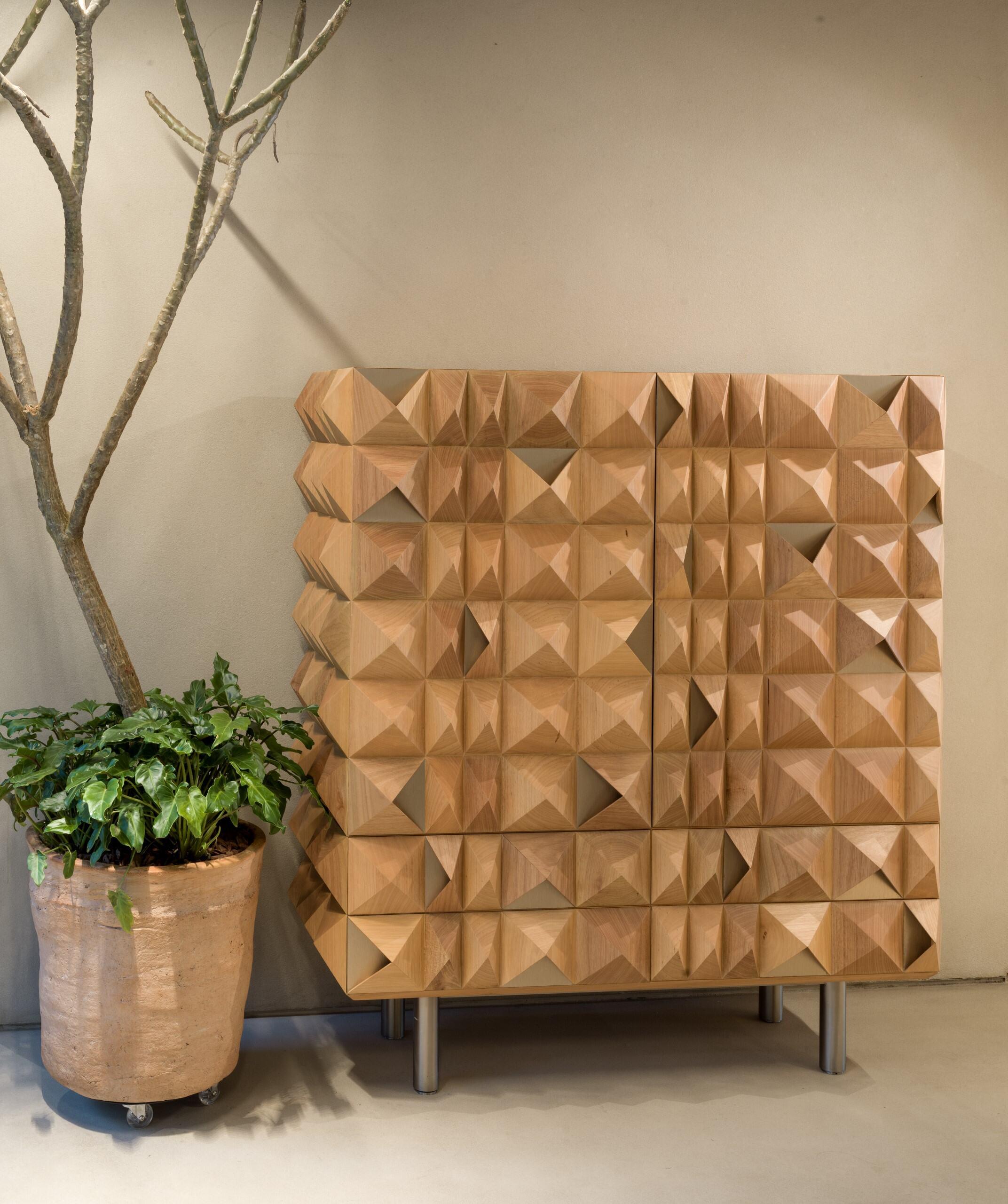 Diamante Bar by +55design – Sculptural Solid Wood with Jewel-Like Finish For Sale 2