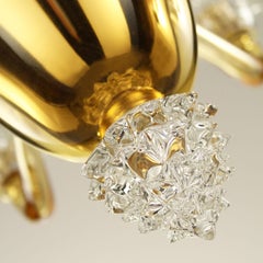 Italian Chandelier 6 arms amber and clear Rostri Murano Glass by Multiforme