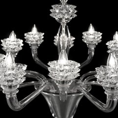 Chandelier 6+6 arms Crystal Murano Glass Clear Rostri Details by Multiforme