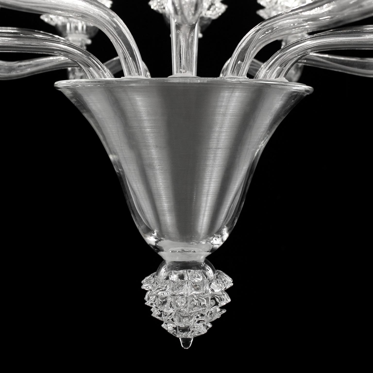 Kronleuchter mit 6 Armen aus Kristall-Muranoglas und durchsichtigen Rostri-Details von Multiforme (Sonstiges) im Angebot