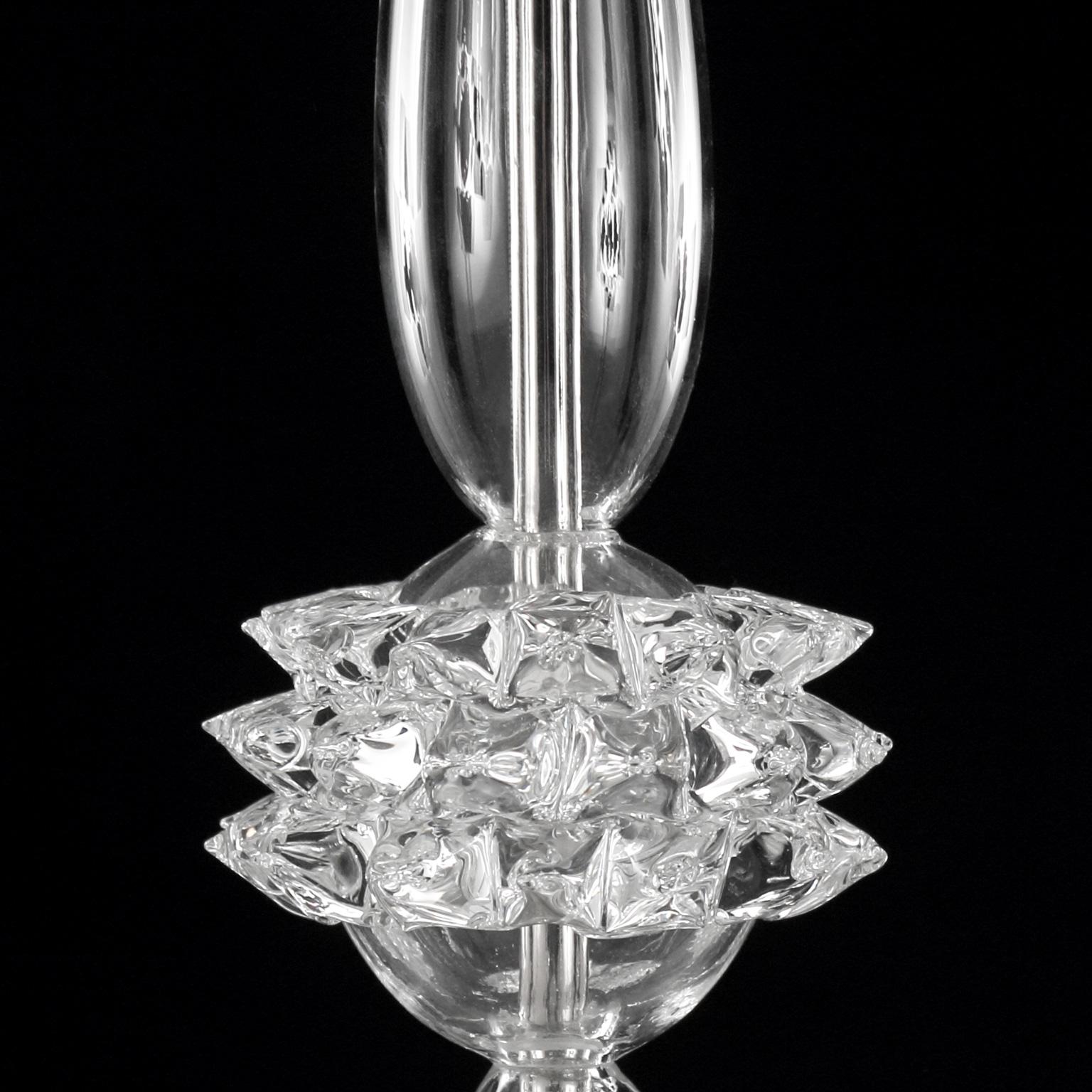 Kronleuchter mit 6 Armen aus Kristall-Muranoglas und durchsichtigen Rostri-Details von Multiforme (Italienisch) im Angebot