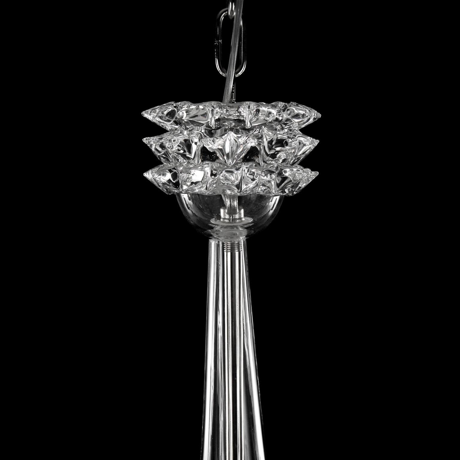 Chandelier 6+6 arms Crystal Murano Glass Clear Rostri Details by Multiforme In New Condition For Sale In Trebaseleghe, IT