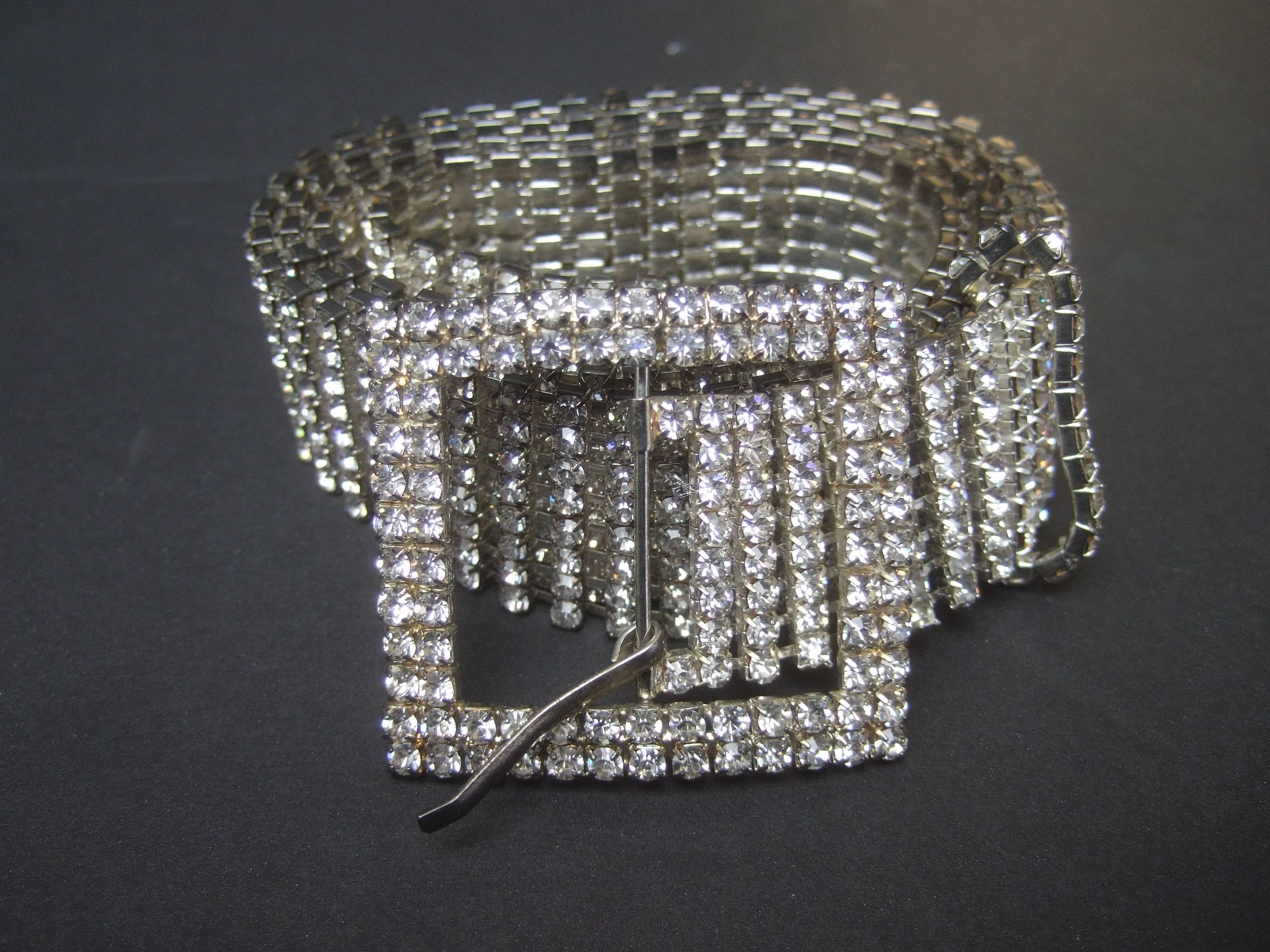 Women's Diamante Clear Crystal Rhinestone Link Belt circa 1960s