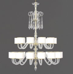 Diamante Neoclassical Crystal Chandelier with Colored Shades I