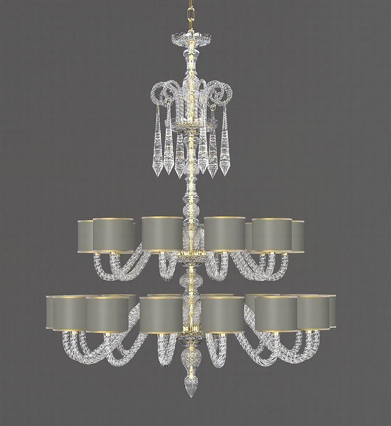 Diamante Neoclassical Crystal Chandelier with Colored Shades I In New Condition For Sale In Liberec, CZ