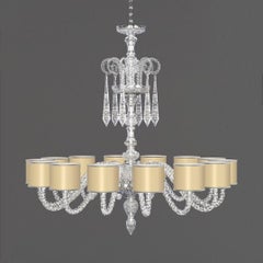 Diamante Neoclassical Crystal Chandelier with Colored Shades II