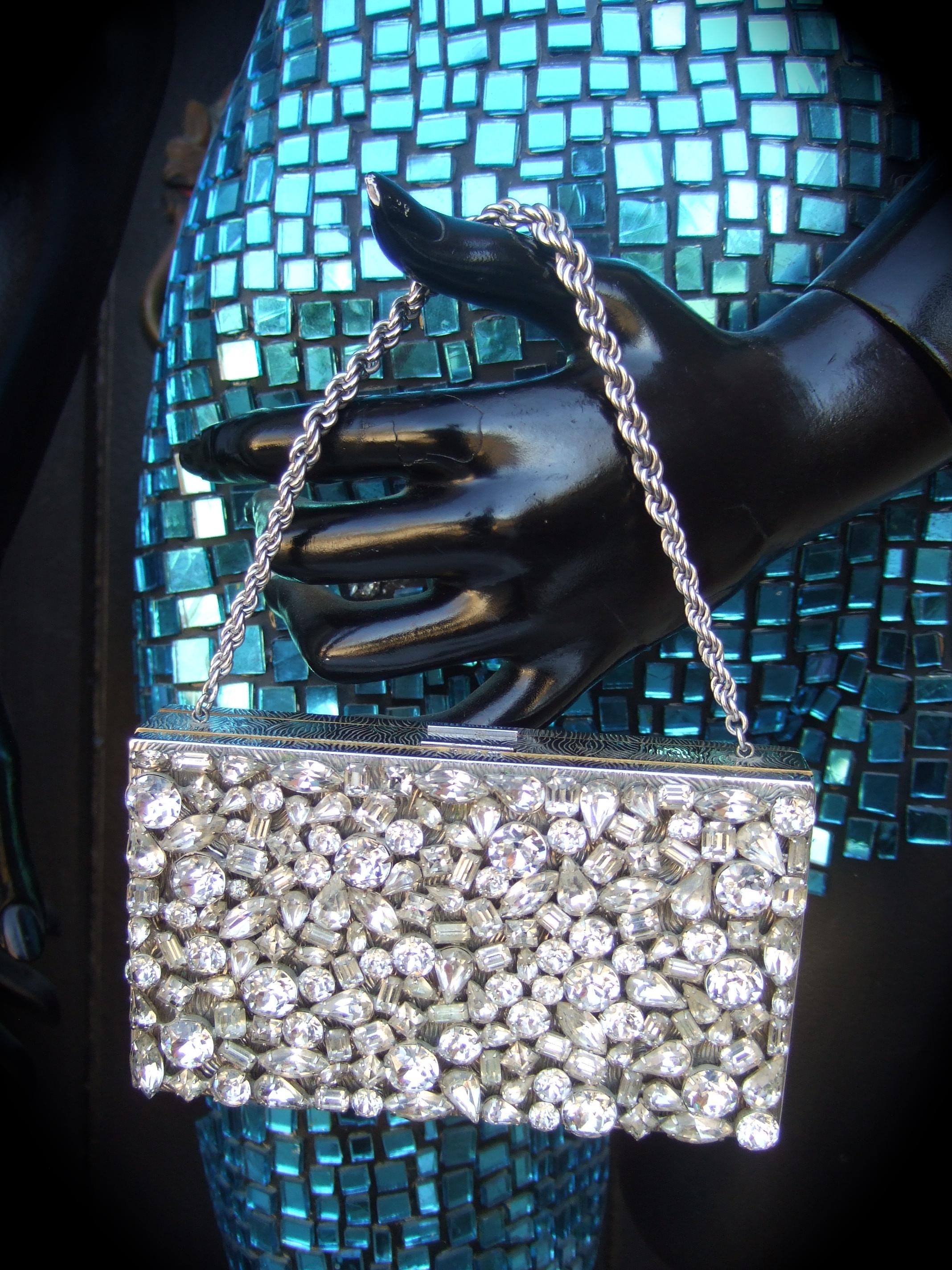 Bolso de Noche de Cristal Diamante - Estuche Compacto Diseñado por Evans c 1960 en venta 4