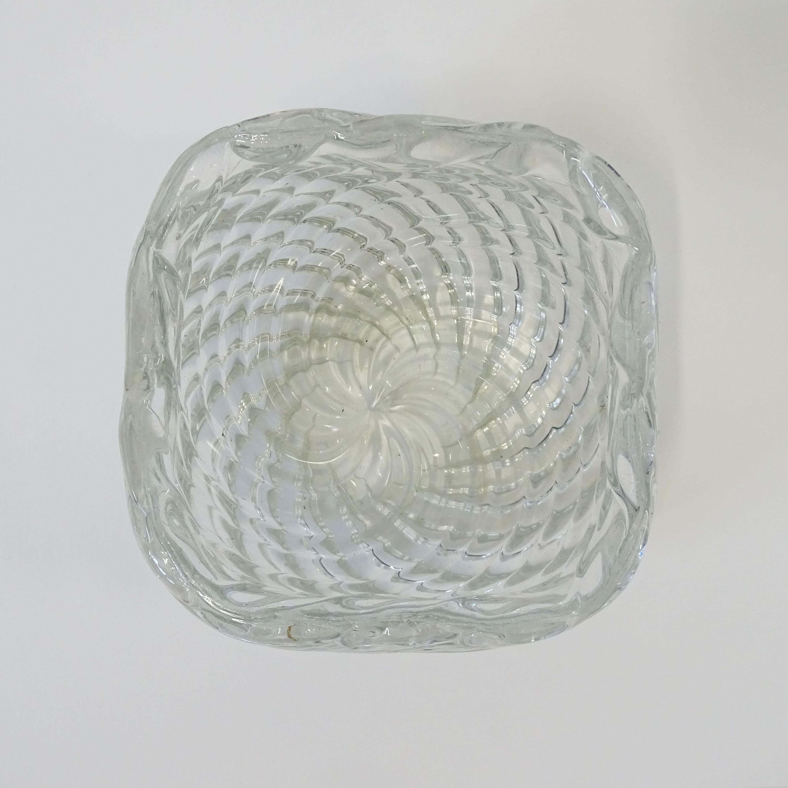 Art Deco Diamante Glass Bowl by Venini, Italy 1940s For Sale