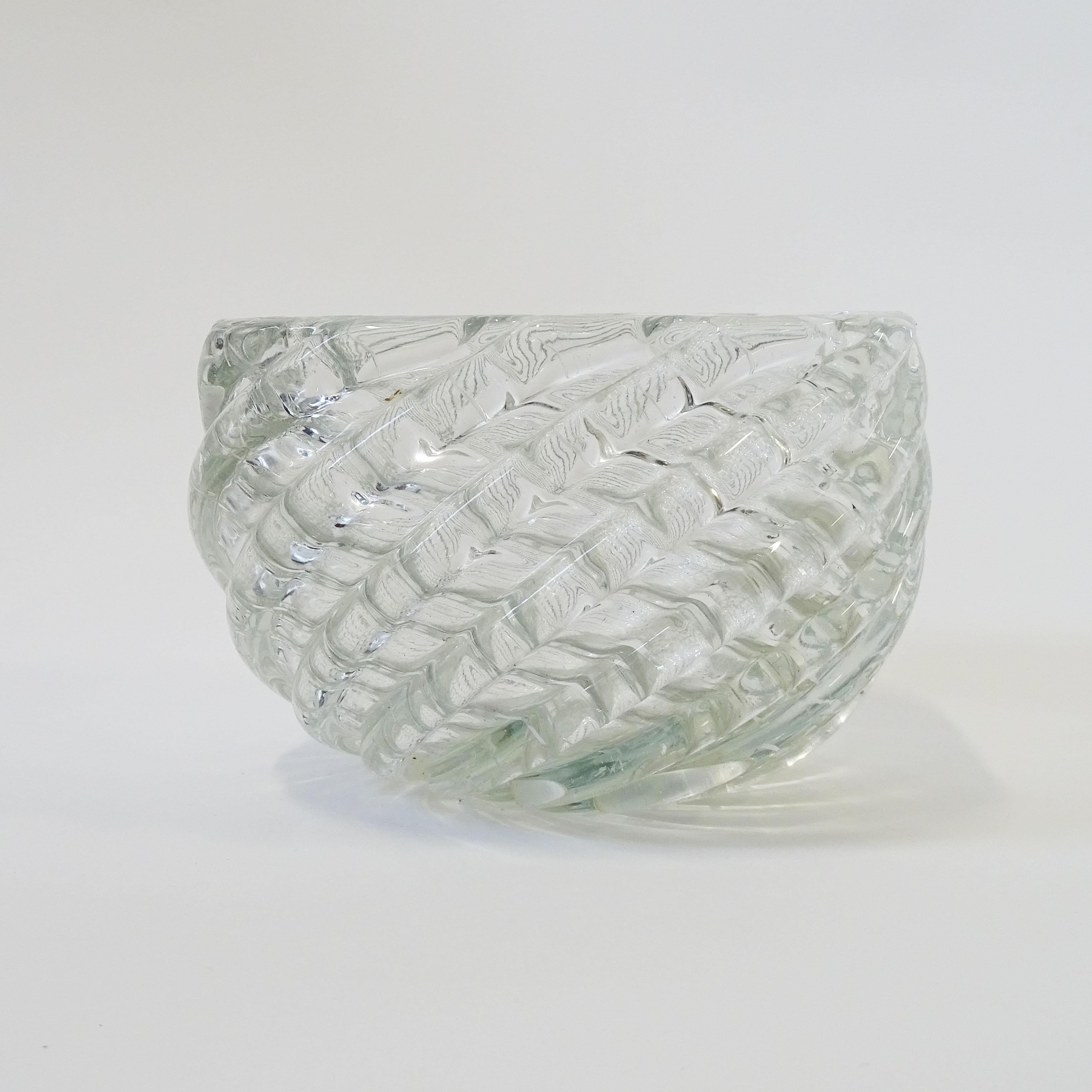 Italian Diamante Glass Bowl by Venini, Italy 1940s For Sale