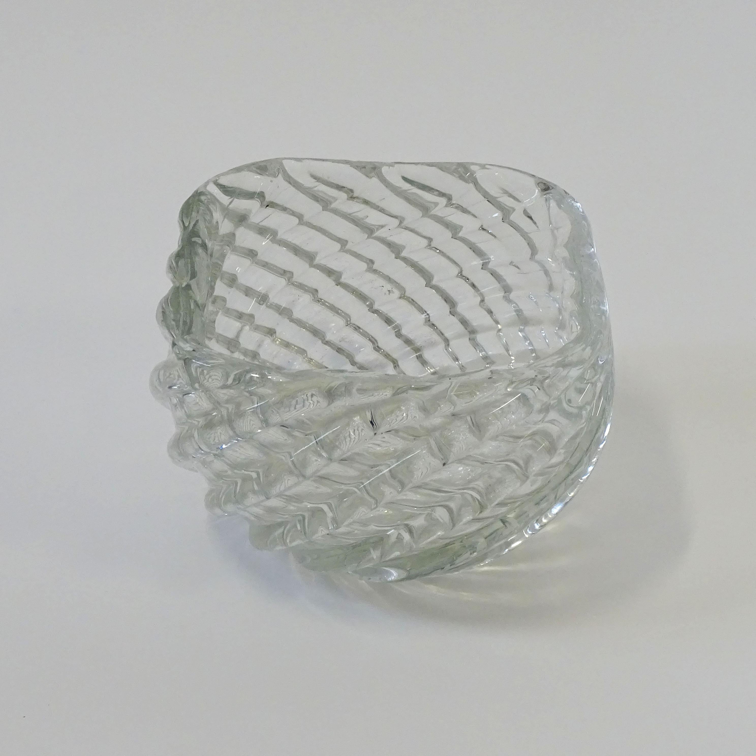 Diamante Glass Bowl by Venini, Italy 1940s In Good Condition For Sale In Milan, IT