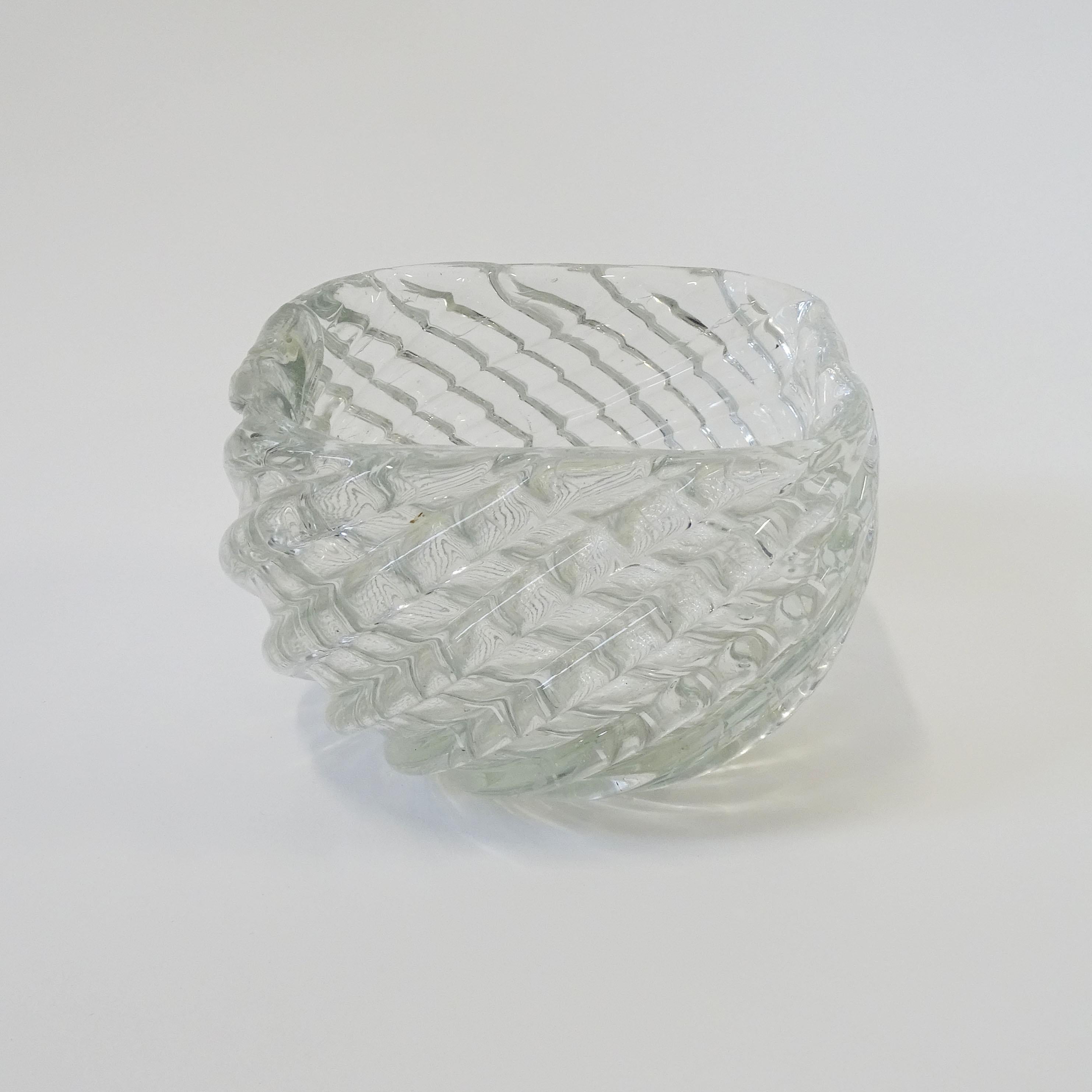 Mid-20th Century Diamante Glass Bowl by Venini, Italy 1940s For Sale