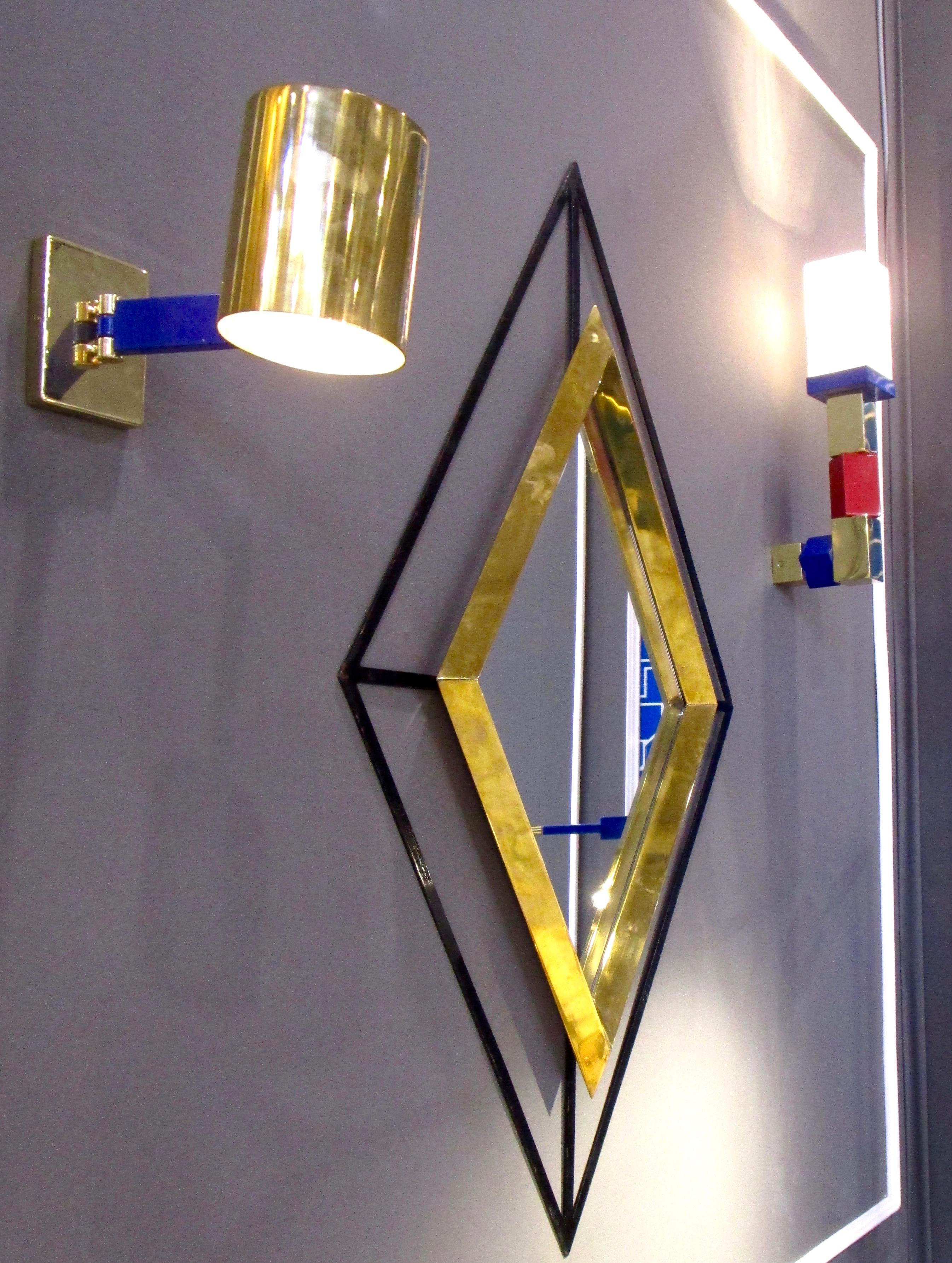 Other Diamante Mirror, in Brass and Iron Handmade in Italy For Sale