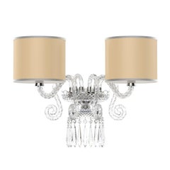 Diamante Neoclassical Crystal Wall Light with Colored Lampshades
