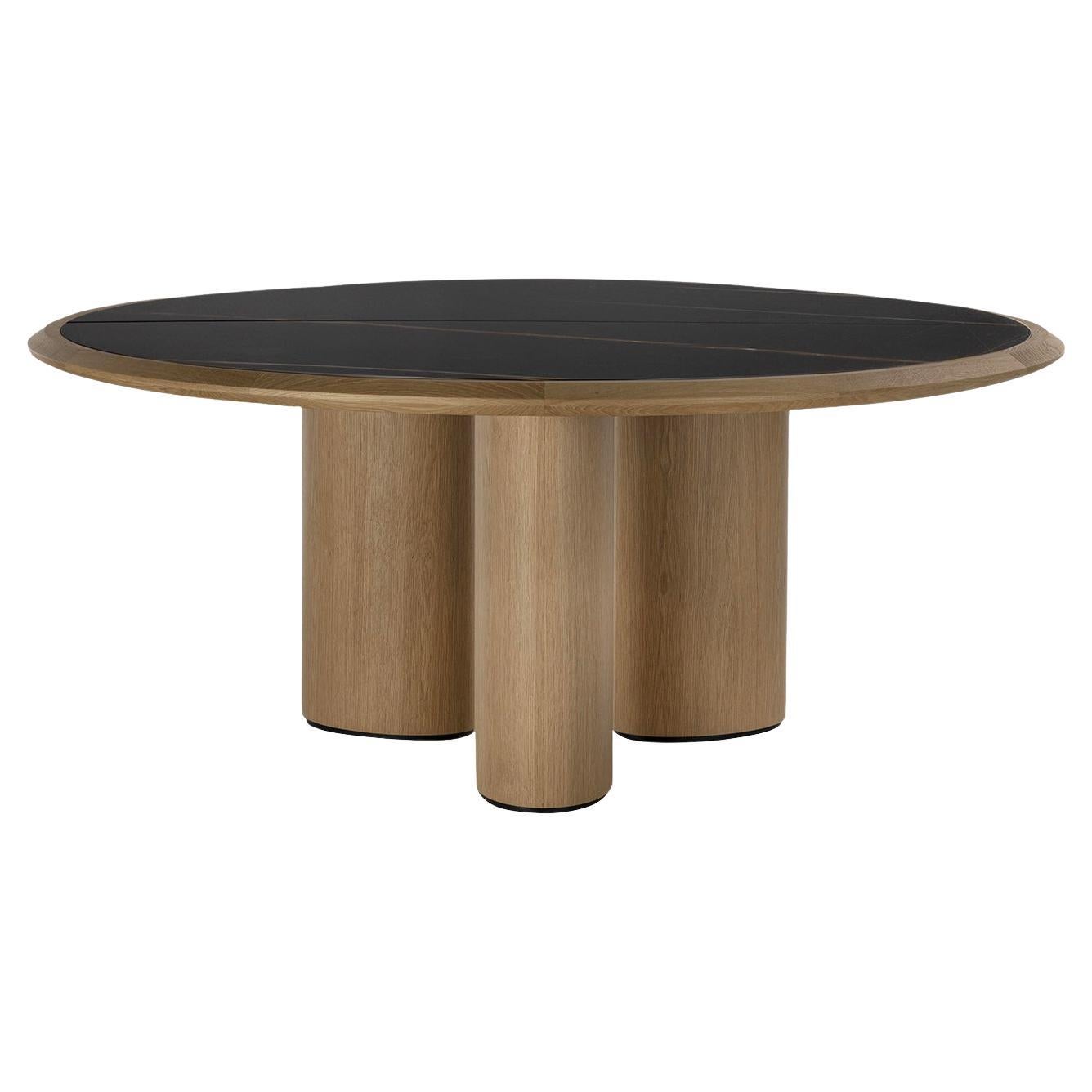 Table ronde Diamante Durmast Sahara Noir en marbre