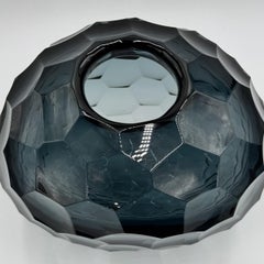 Diamante Round Gray Glass Vase