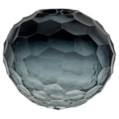Diamante Round Gray Glass Vase