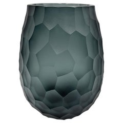 Diamante Satinierte Graue Glasvase