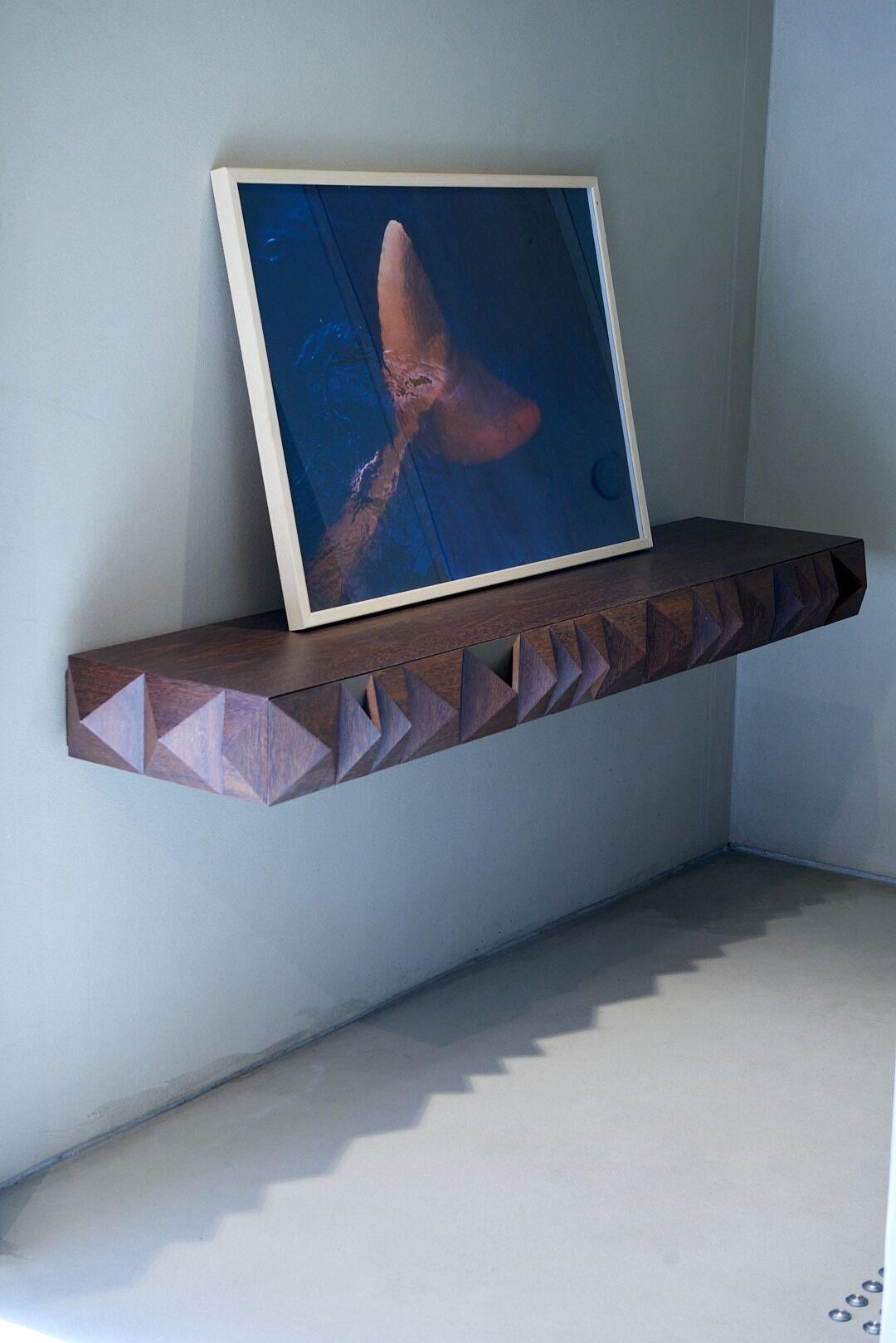 Diamante Sideboard by +55design – Faceted Wood with Bronze Inlay For Sale 5