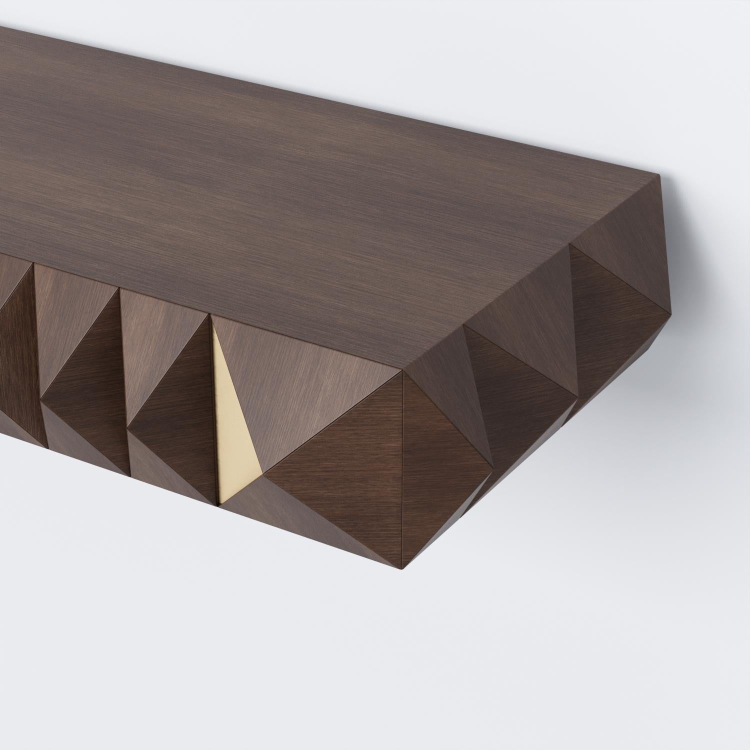 Diamante Sideboard by +55design – Faceted Wood with Bronze Inlay In New Condition For Sale In Jardim America, SP