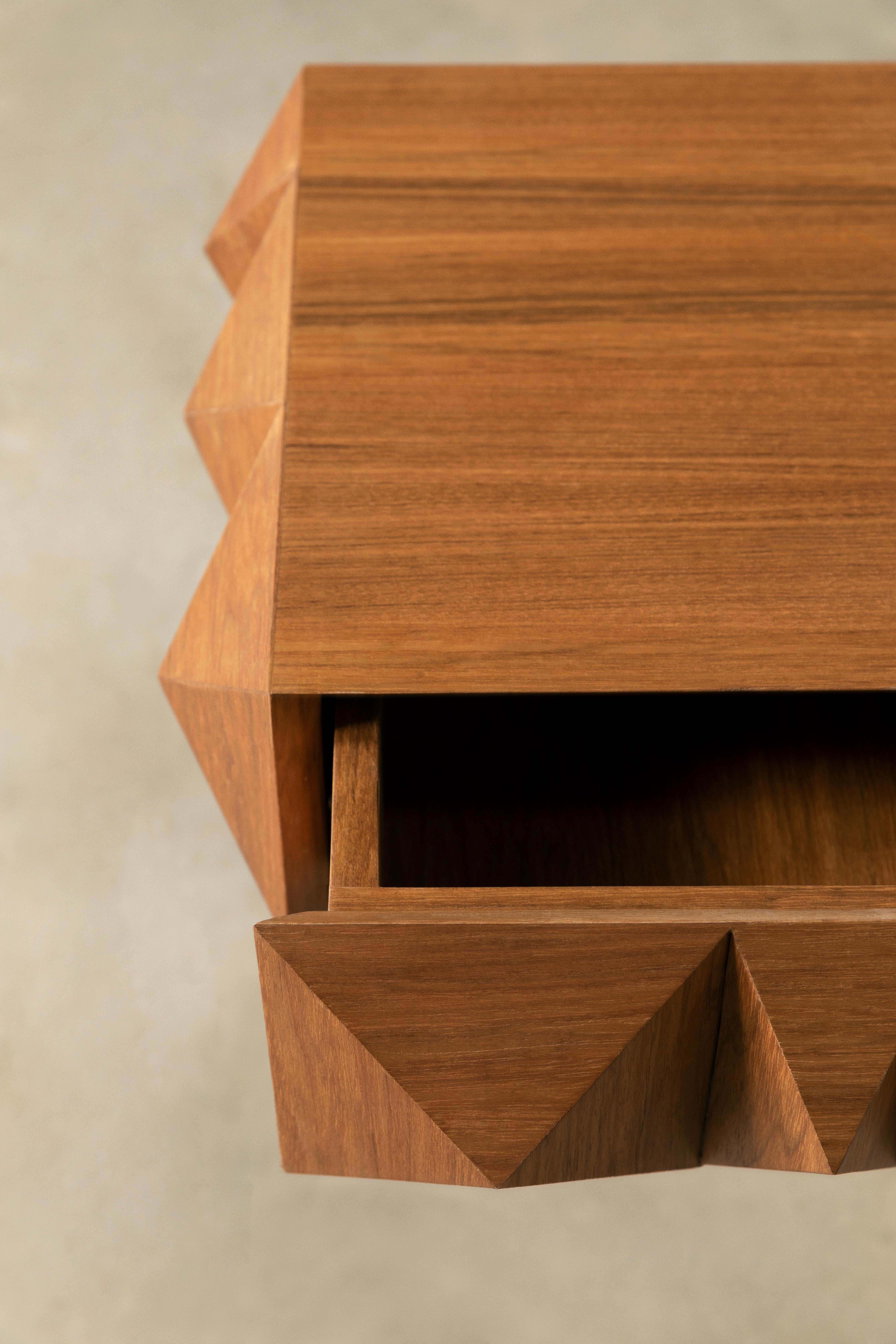 Diamante Sideboard by +55design – Faceted Wood with Bronze Inlay For Sale 1