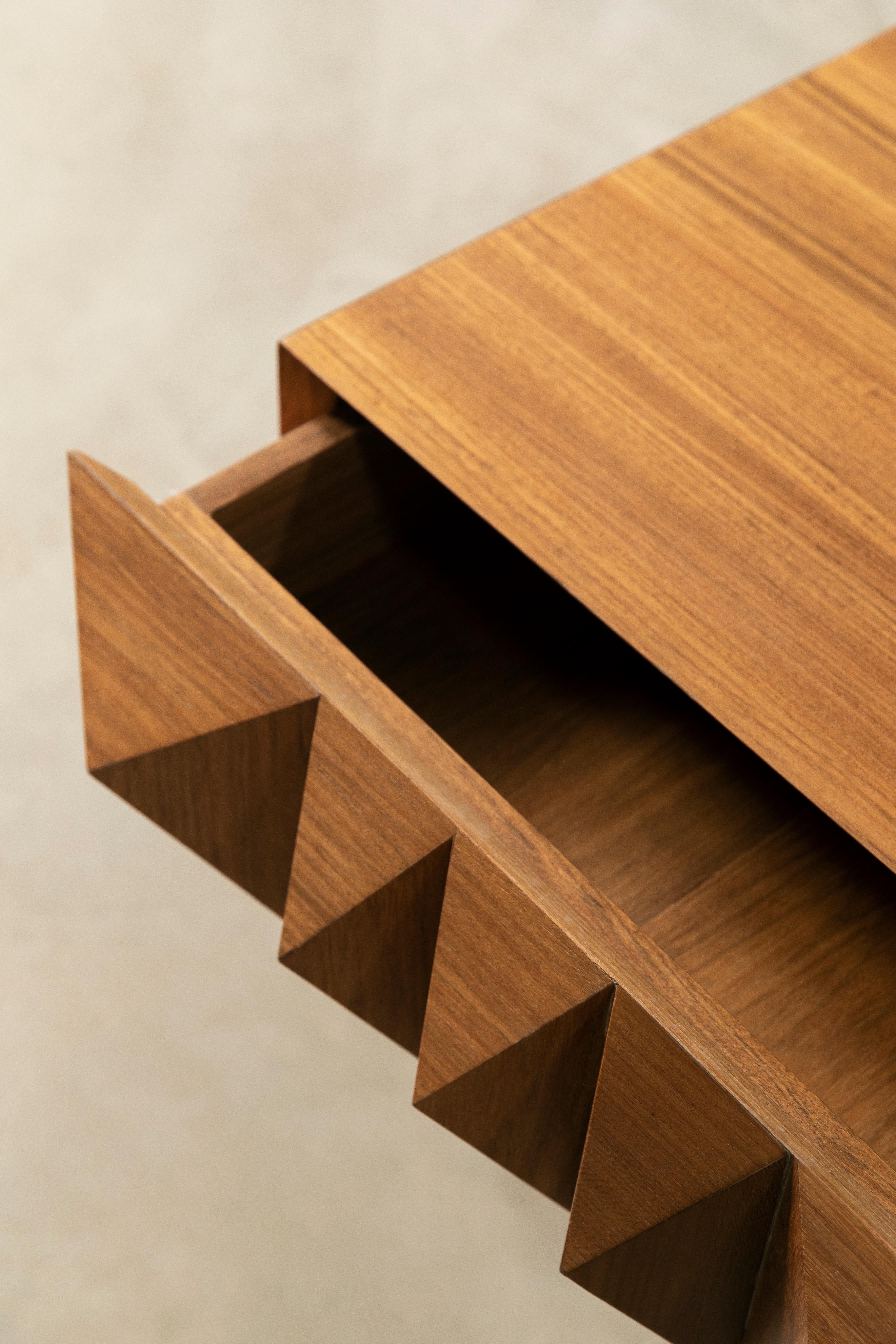 Diamante Sideboard by +55design – Faceted Wood with Bronze Inlay For Sale 2
