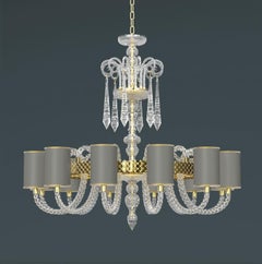 Diamante Sol Neoclassical Crystal Chandelier with Colored Shades I