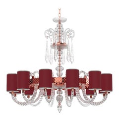 Diamante Sol Neoclassical Crystal Chandelier with Colored Shades I