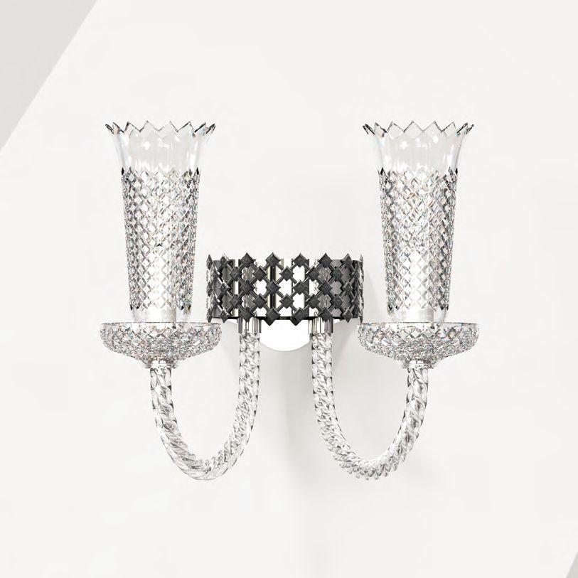 Diamante is a Neoclassical-styled flagship range of lights crafted in the Czech Republic.

This elegant sconce’s main feature are hand-cut crystal shades decorated with a timeless diamond pattern. The fixing is executed in various metal finishes,