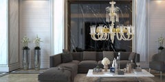 Diamante Sol Neoclassical Handmade Crystal Chandelier I, Mixed Metal Finish