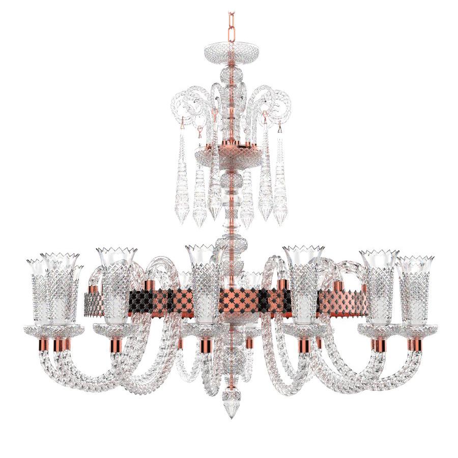 Diamante Sol Neoclassical Handmade Crystal Chandelier I, Mixed Metal Finish For Sale