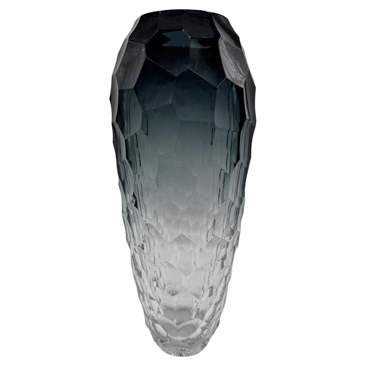 Vase Diamante en verre gris en vente