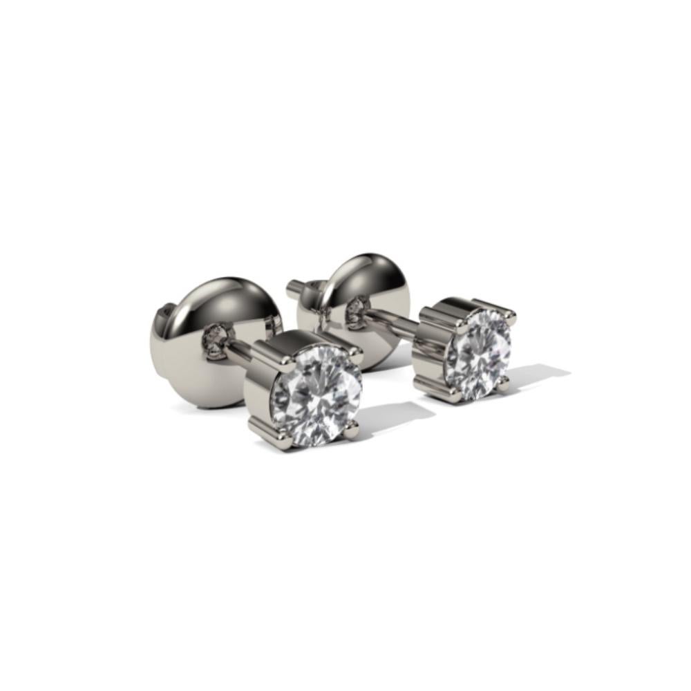 Contemporary Diamanti stud earrings made in 14k white gold with 3mm diamonds For Sale