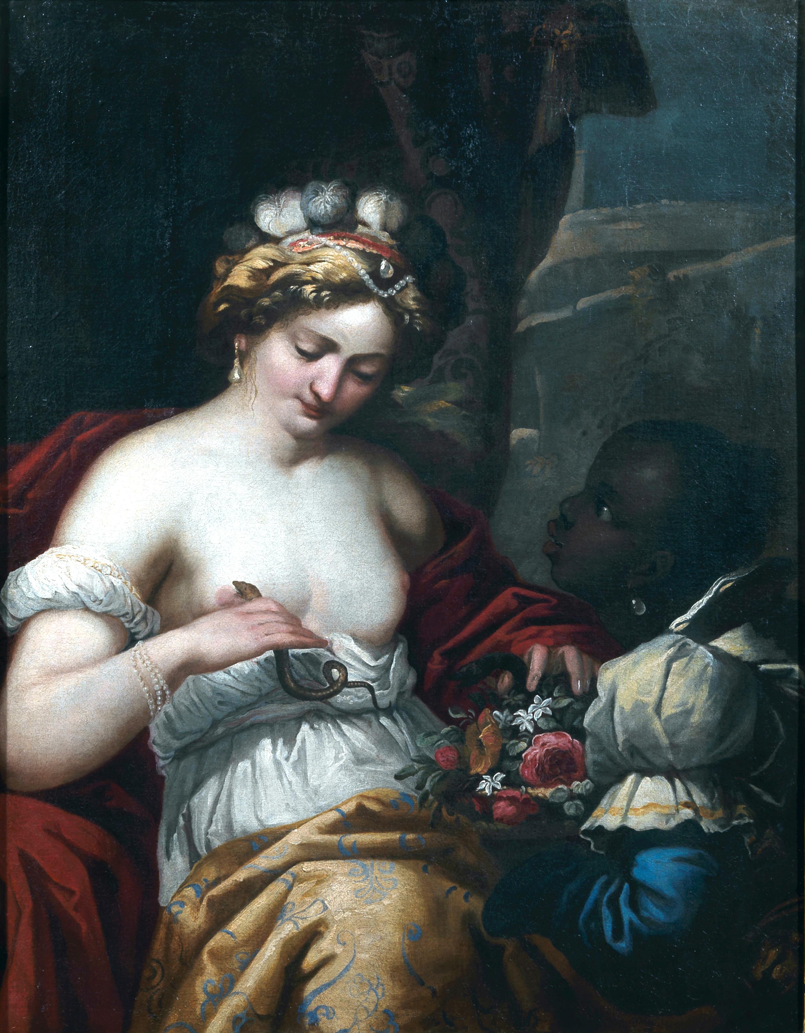 Cléopâtre Reine d'Egypte 17' siècle Peinture Huile sur toile - Académique Painting par Diamantini Giuseppe