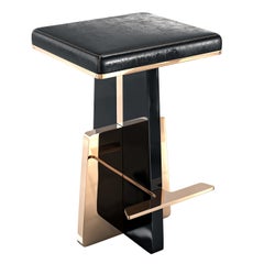 "Diamente" Bar Stool with Stainless Steel and Bronze, Istanbul