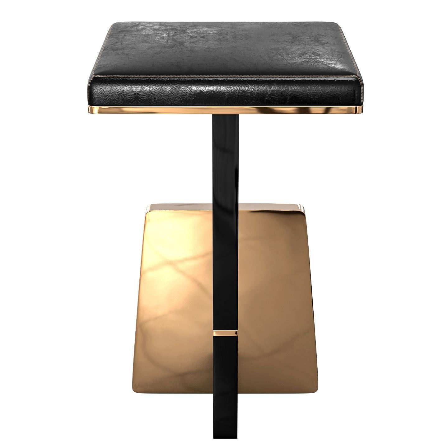 „Diamente“ Barhocker aus Edelstahl und Bronze mit Edelstahl (Handgefertigt) im Angebot