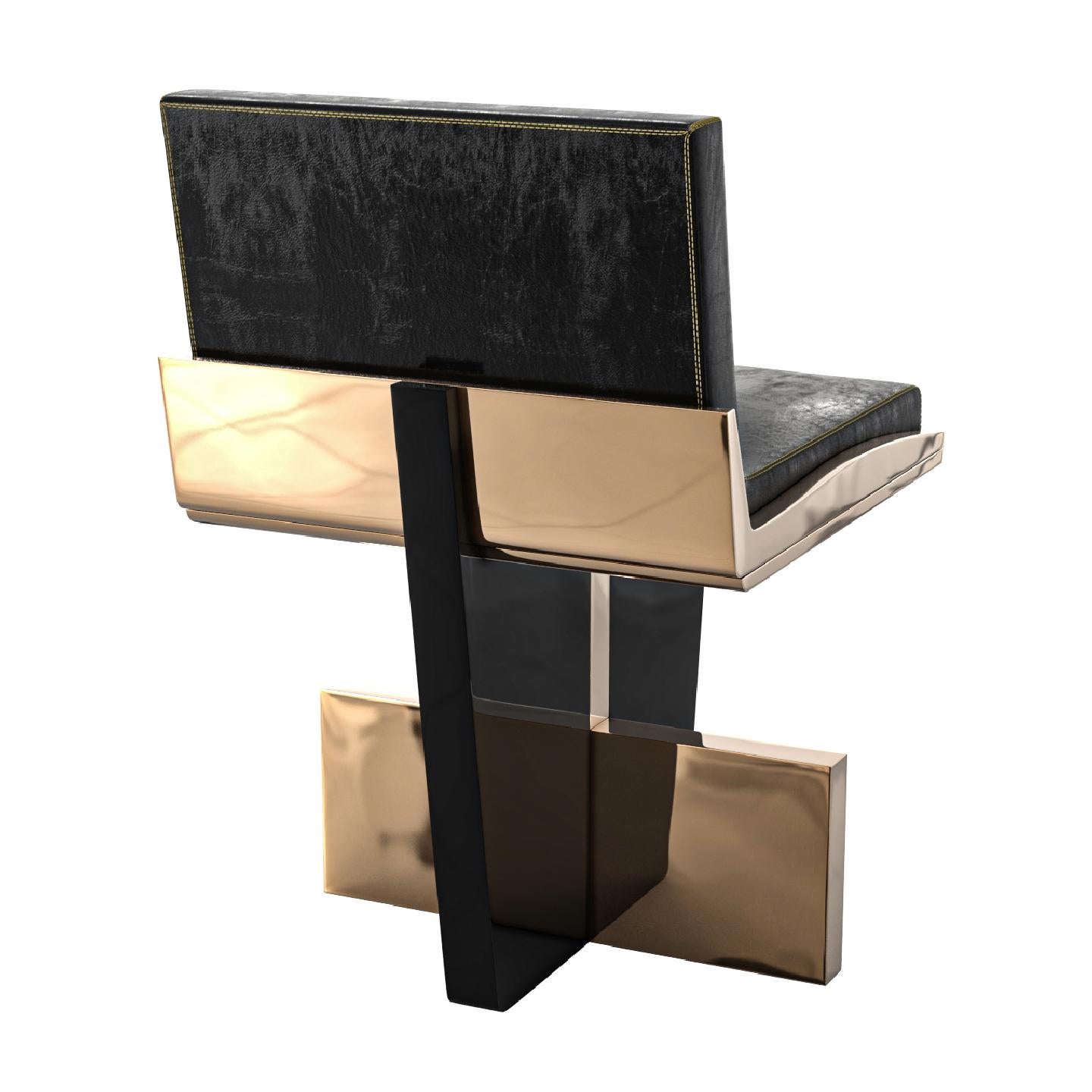 Stuhl „Diamante“ mit Bronzedetails und Plexiglas, handgefertigt, Istanbul (Handgefertigt) im Angebot