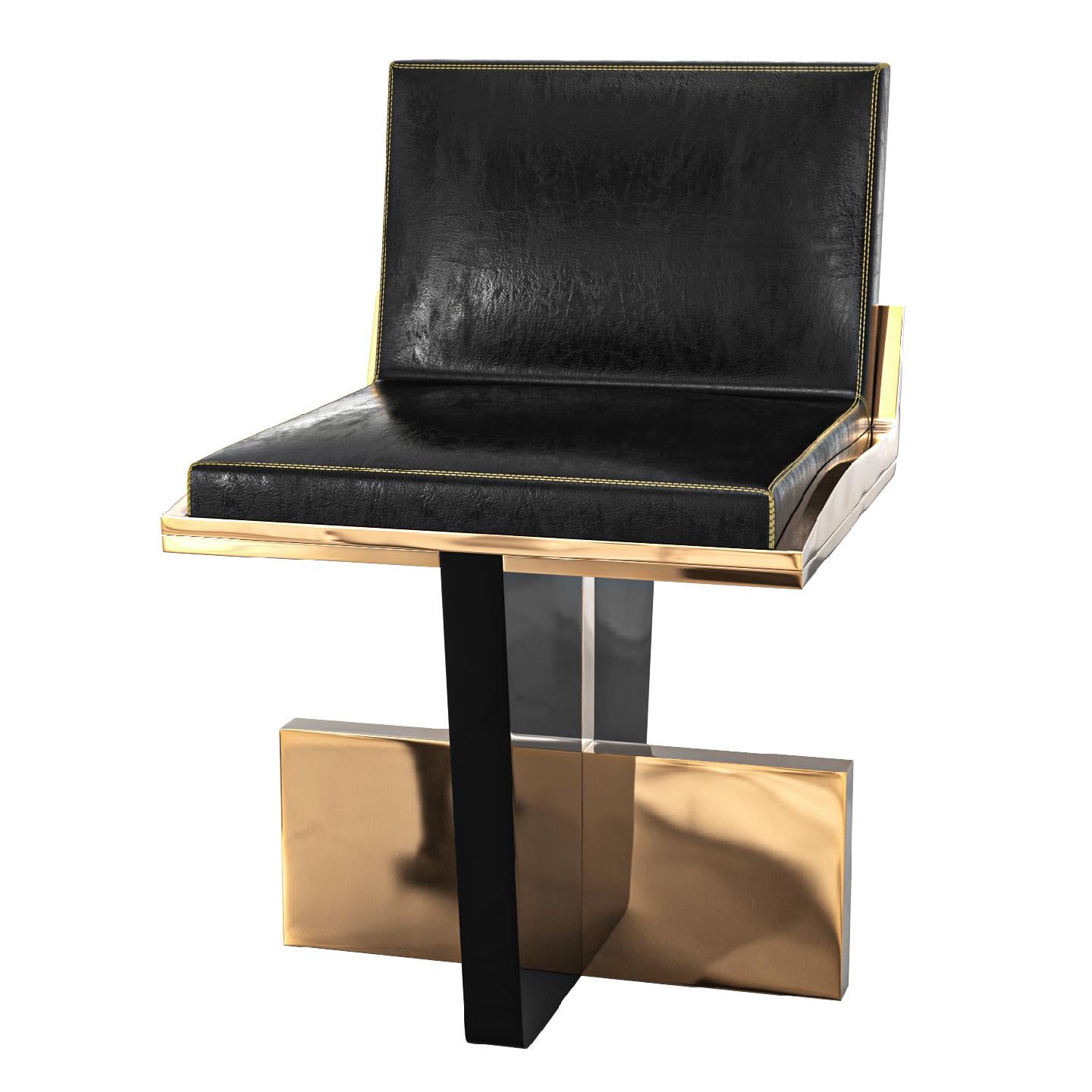 Stuhl „Diamante“ mit Bronzedetails und Plexiglas, handgefertigt, Istanbul im Angebot 1