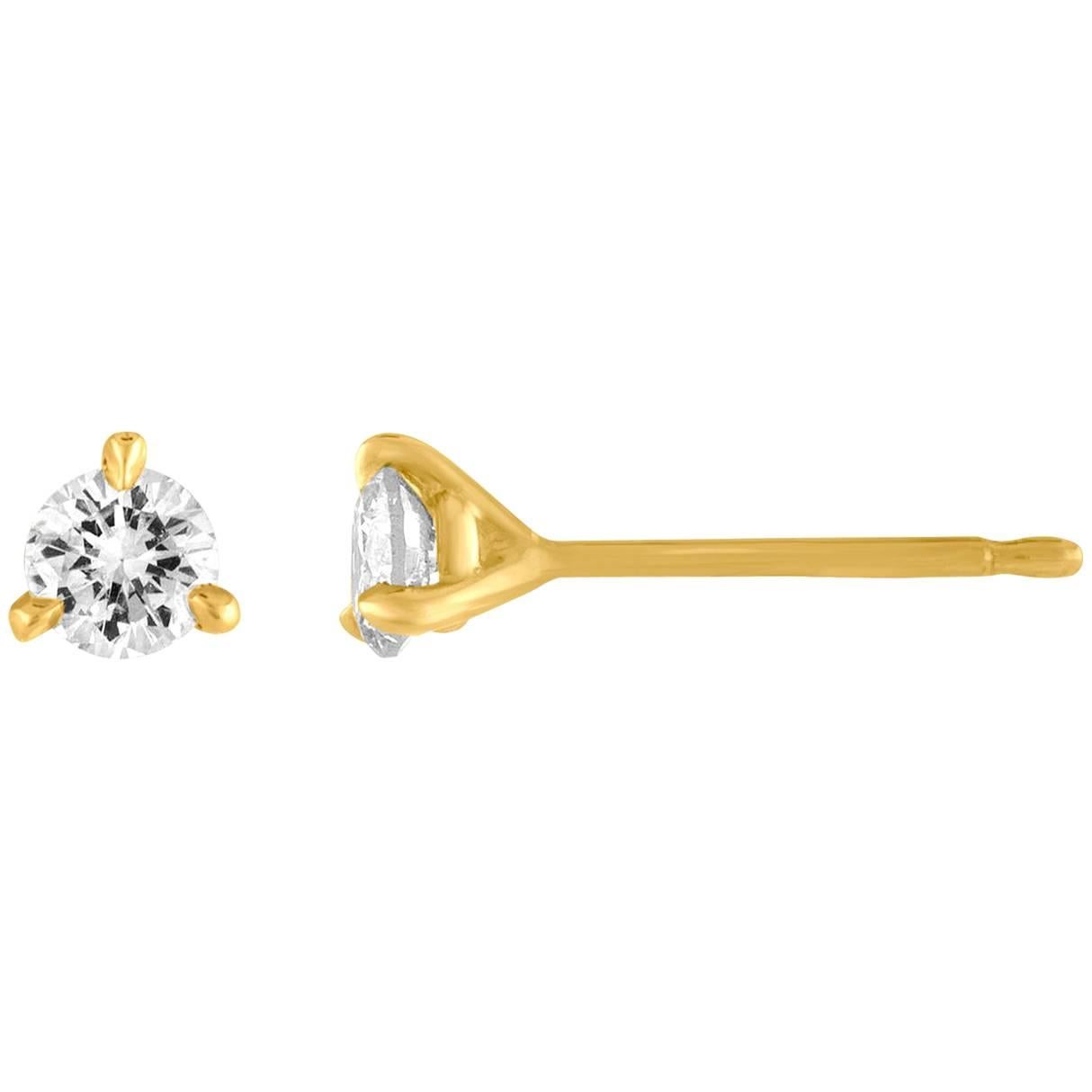 Diamond 0.27 Carat Martini Gold Stud Earrings