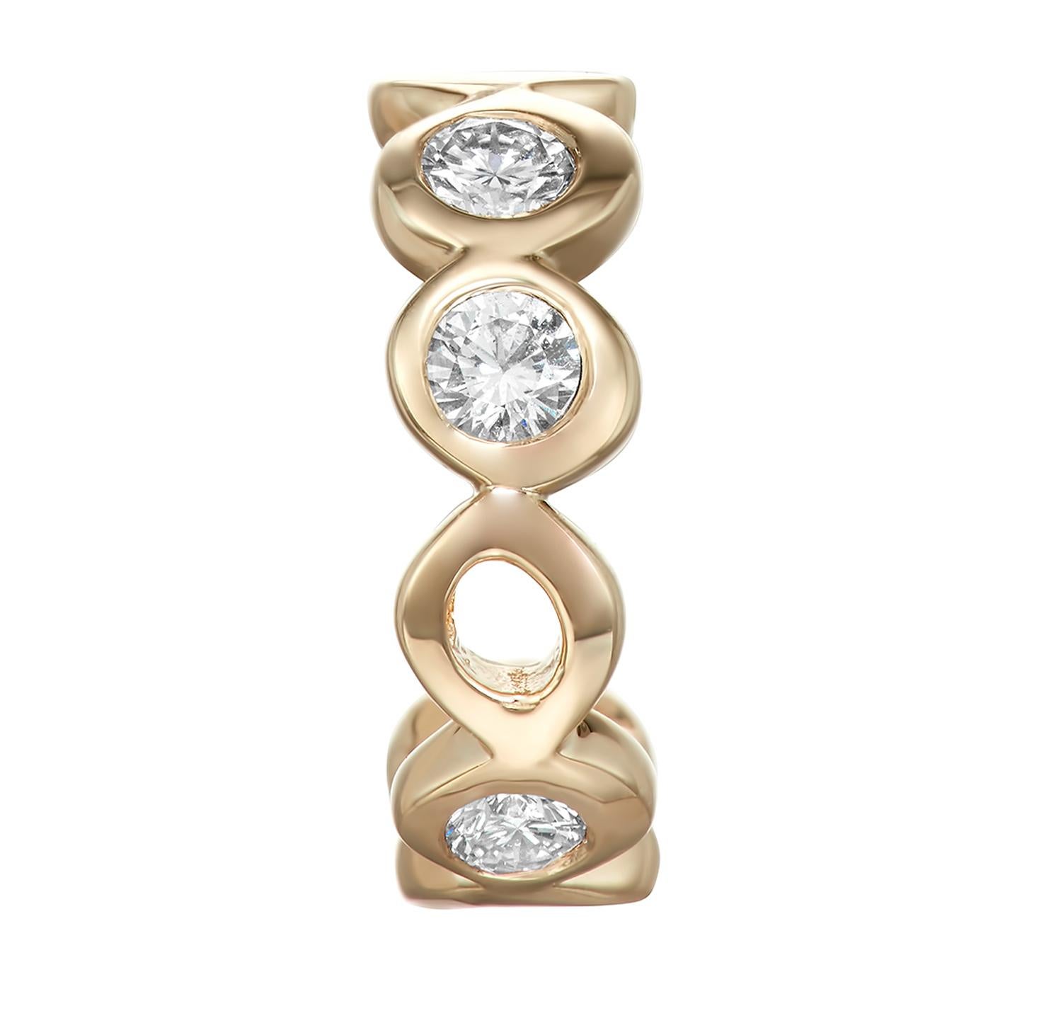 Contemporary Diamond 0.32 Carat 14 Karat Yellow Gold Huggie Earrings