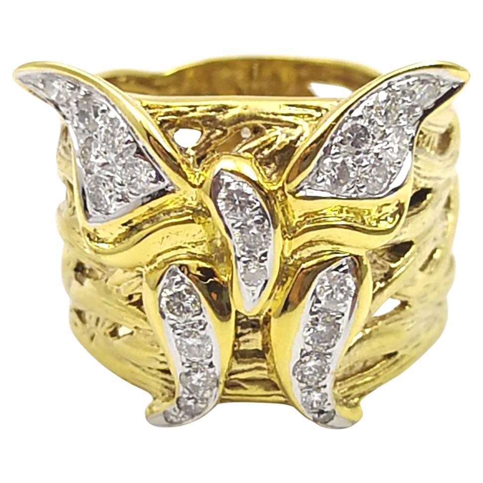 Diamant 0,35 Karat Schmetterlingsring in 18K Goldfassung