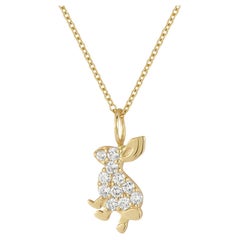 Diamond 0.42 carat Bunny pendant 14 karat yellow gold by Hi June Parker