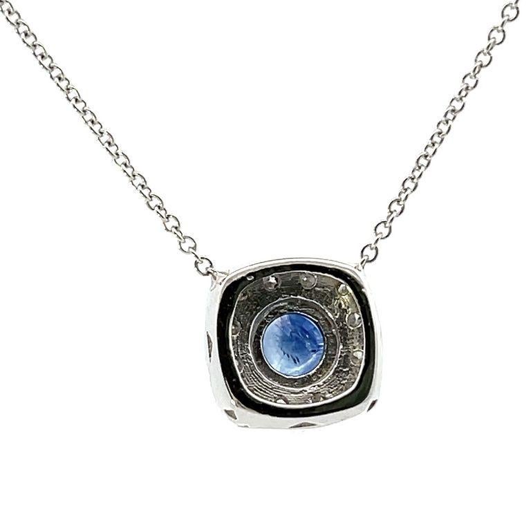Art Deco Diamond 0.50 CT & Sapphire 1.14 CT Pendant Necklace In 14K White Gold For Sale