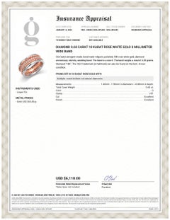 Diamond 0.60 Carat 18 Karat Rose White Gold 8 Millimeter Wide Band Size 6