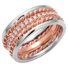 Diamond 0.60ct Wide Band Ring in 18k Rose White Gold, Size 6