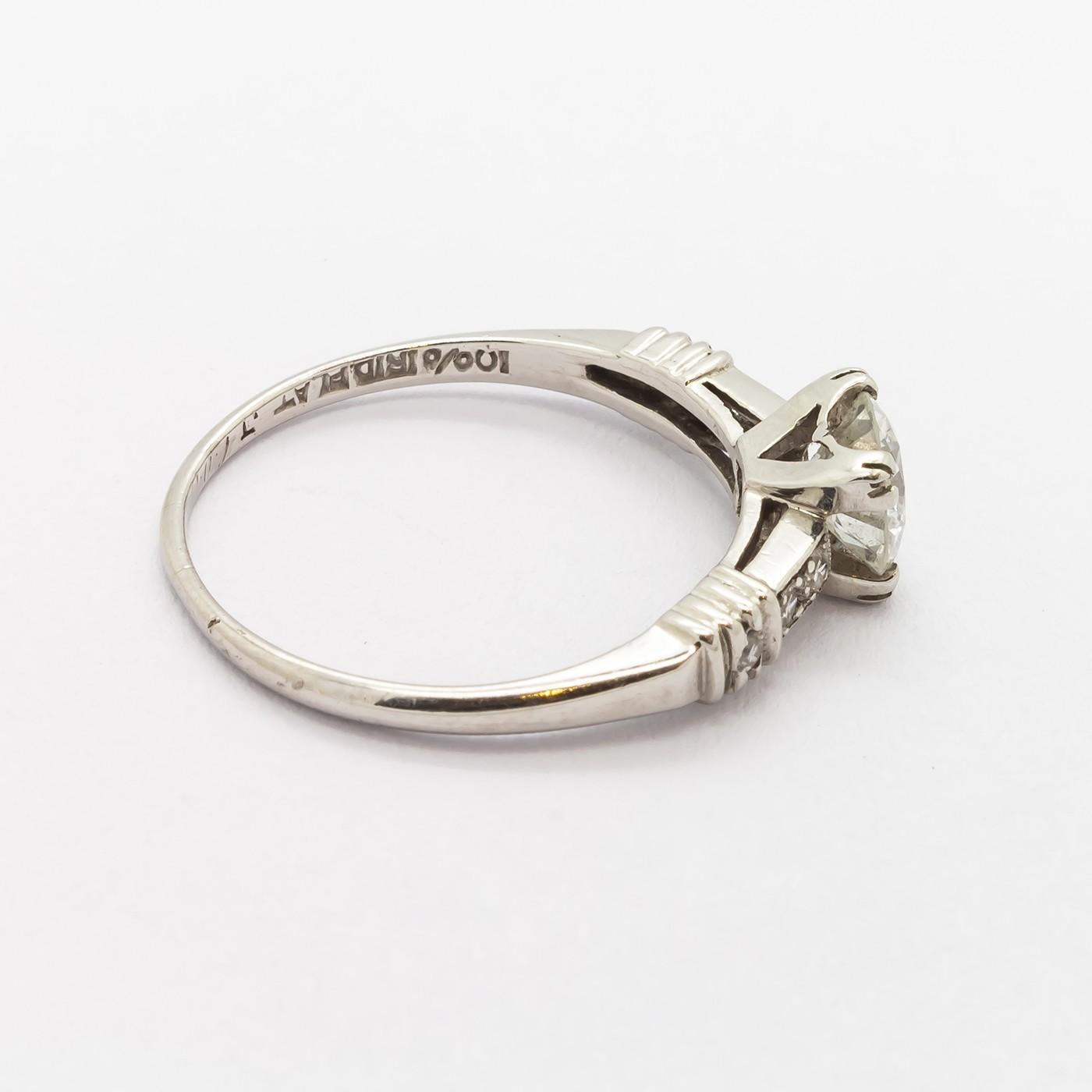 Diamond 0.61 Carat Platinum Ring, Circa 1940 In Good Condition In London, GB